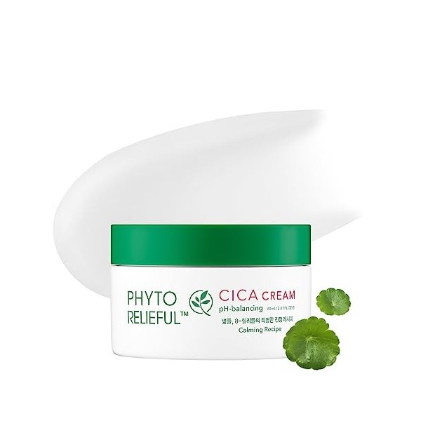 THANKYOU FARMER Phyto Relieful Cica Cream 80ml - Végétalien, Centella Asiatica pour apaiser, soins de la peau coréens, hydrat