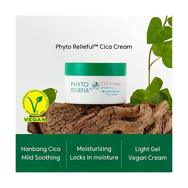 THANKYOU FARMER Phyto Relieful Cica Cream 80ml - Végétalien, Centella Asiatica pour apaiser, soins de la peau coréens, hydrat