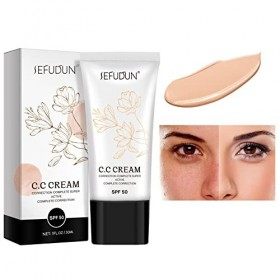 CC crème Fluide fond de teint couvrant imperfections SPF 50+ Correcteur de couleur de maquillage, teint uniforme, Naturelle,3