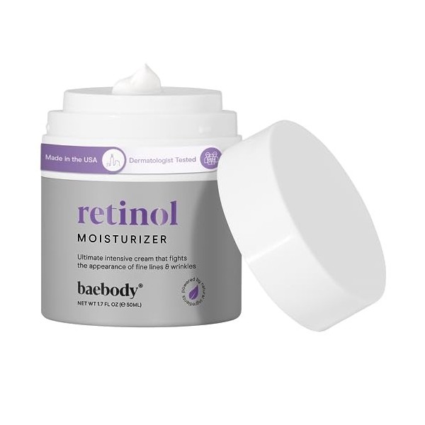 Baebody rétinol crème hydratante avec rétinol, huile de jojoba et de vitamine e, 1,7 onces