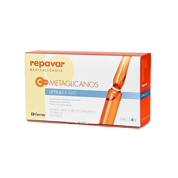 Repavar Revitalisant - Sérum Visage Lifting&Mat à base de Métaglycanes - à la Vitamine C - Action Antioxydante et Anti-âge - 