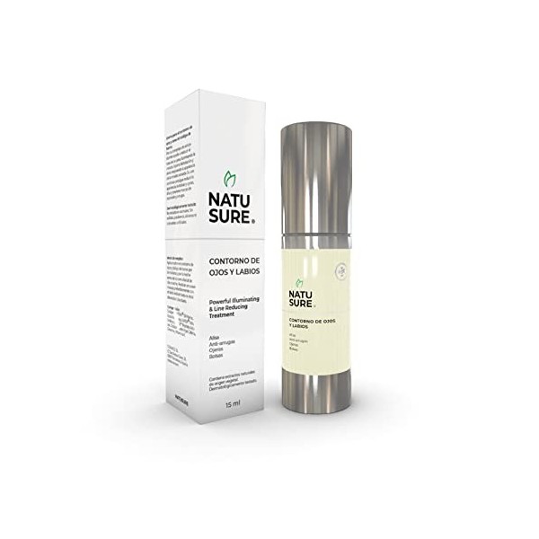 NATUSURE - Contour Yeux et Lèvres - Collagène Hydrolysé, Acide Hyaluronique, Extrait de Raisin, Caféine et Vitamine B3 et E -