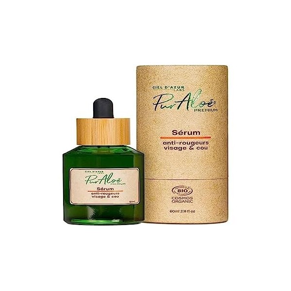 Ciel dAzur Labs - Sérum Anti-Rougeur Bio PurAloé Premium - Aloé Arborescens Natif & Aloé Vera - Visage et Cou - Certifié Bi