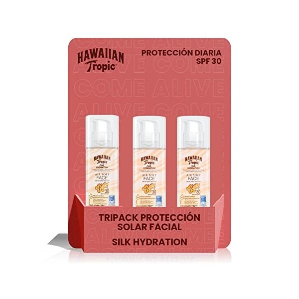 Hawaiian Tropic Silk Hydration Air Soft Face SPF30 - Creme solaire pour le visage - 50ml - 3 unités