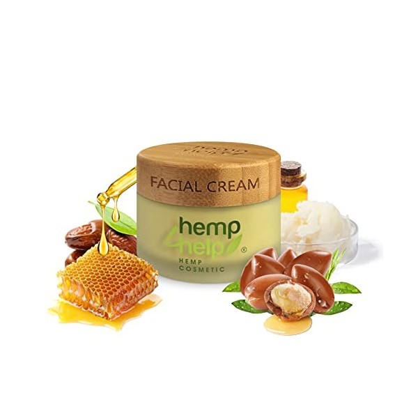 Hemp4Help-Crème Bio pour le visage-Hydration-soin de nuit Huile de chanvre biologique, extrait de chanvre, huile de jojoba, h