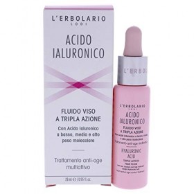 LErbolario, Fluide Visage à lAcide Hyaluronique, Soin Anti-âge Triple Action, 28 ml