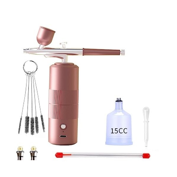 Wdesrgt Portable Rechargeable Sans Fil Aérographe avec Compresseur Double Action Spray Outils pour Visage Beauté Nail Art Tat