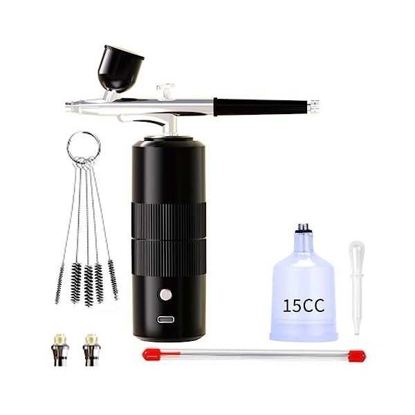 Wdesrgt Portable Rechargeable Sans Fil Aérographe avec Compresseur Double Action Spray Outils pour Visage Beauté Nail Art Tat