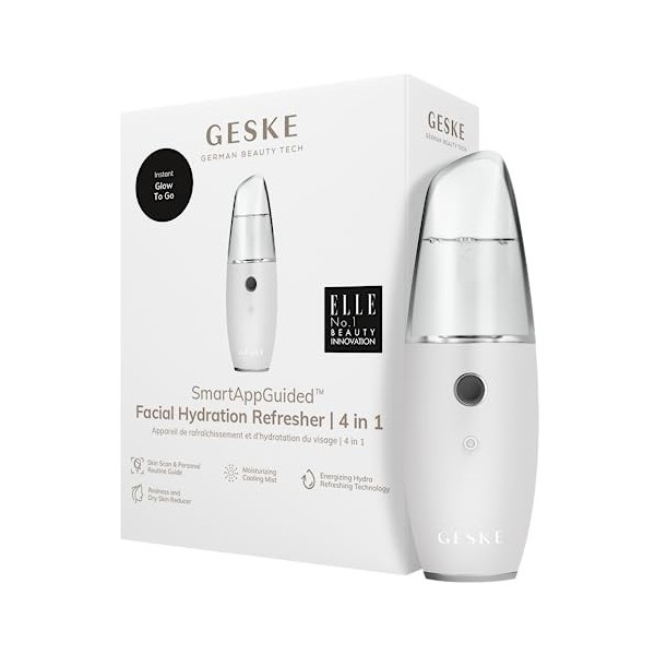 GESKE | SmartAppGuided™ Facial Hydration Refresher | 4 in 1 | Atomiseur deau | Vaporisateur facial | Vaporisation deau | Br