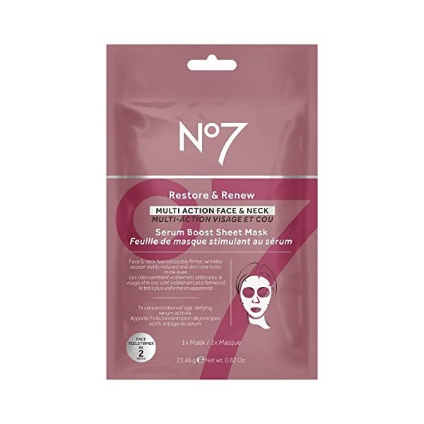 No7 Restore & Renew FACE & NECK MULTI ACTION serum boost sheet masks