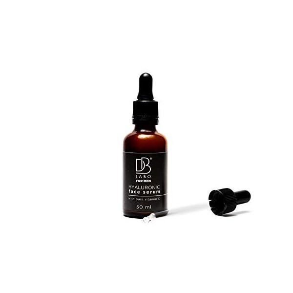 Dblabo Sérum visage homme avec acide hyaluronique pur et vitamine C – 100 % fabriqué en Italie – anti-rides anti-âge effet im