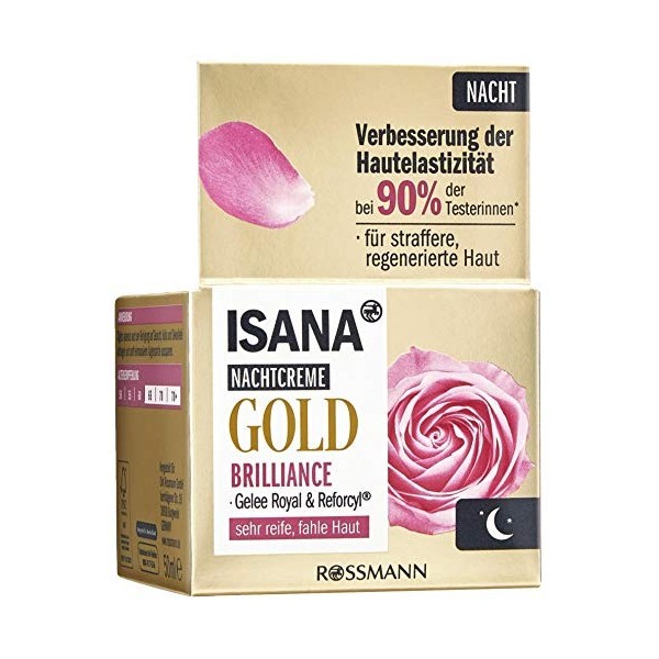 ISANA Age Performance Gold Crème de nuit 50 ml pour peaux très matures, fatiguées, gelée Royal & Reforcyl® Tolérance cutanée 