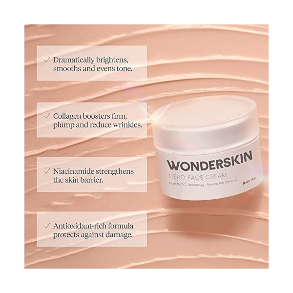 Wonderskin Purevoc Héros Crème Visage, Crème Visage Anti-Rides Hydratante, Hydratant Visassge, Crème Visage Anti-Âge