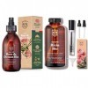 Bionoble Eau de Rose Bio 200ml - Hydrolat de Rose de Damas 100% Pur et Naturel - Rose Water - Bouteille en Verre + Spray & Hu