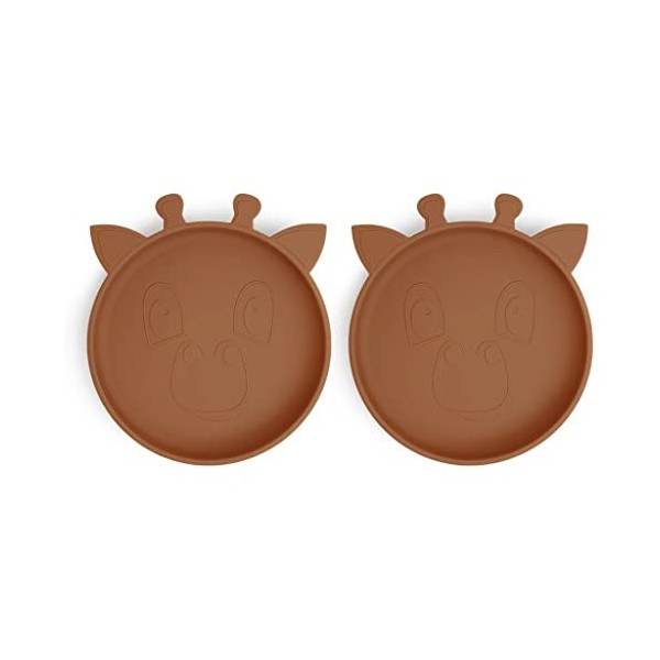 Nuuroo - Akila Silicone Plate 2-Pack Giraffe - Caramel Café