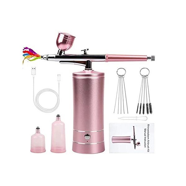 RoseFlower Portatif Maquillage Aérographe Kit Aérographe Mini Pistolet Pulvérisateur Compresseur Multi-Usage pour Maquillage,