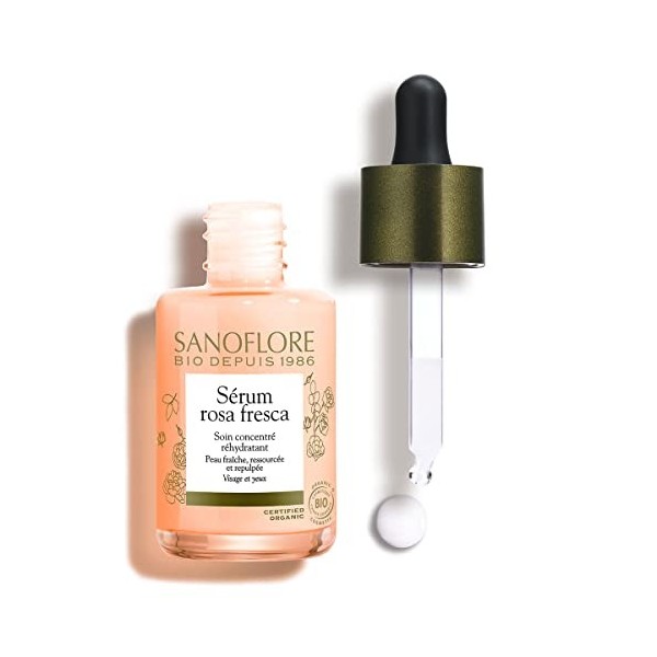 Sanoflore Sérum Rosa Fresca - Sérum Hydratant & Éclat Certifié Bio - Hydrolat de Rose de Damas - 30 ml