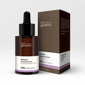Skin Generics | Sérum anti-âge pour le visage 20% Rétinol | 30ml | Sérum à la vitamine C | Réduit les rides et les lignes de