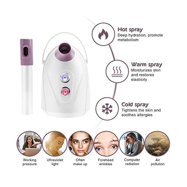 Vapeur facial, 360 ° Chaud/Cool facial ionique de pulvérisation de traitement thermique visage hydratant la machine de nettoy