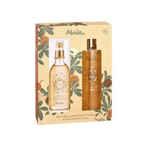 Melvita - Coffret corps LOr Bio - Soins naturels - Certifiés bio - Nourrit et sublime la peau - Tous les types de peaux