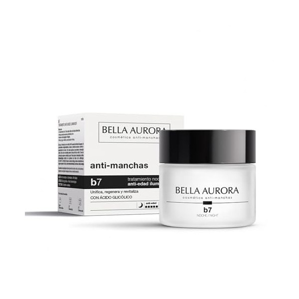 Bella Aurora Crema de Noche Anti-Manchas y Anti-Edad, 50 ml | Antiarrugas | Eficacia para Manchas en la Cara y Arrugas | Desp