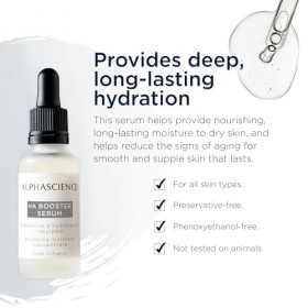 ALPHASCIENCE HA Booster Serum Format Voyage 8 ml - Sérum hydratant repulpant - Restructure la peau - Hydratation profonde - P