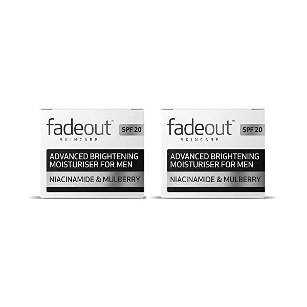 Fade Out Advanced Brightening Moisturiser for Men SPF20 with Niacinamide & Mulberry 2 x 50ml