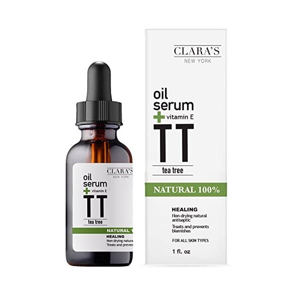 Claras New York Healing Tea Tree Facial Oil Serum, Hydrating Formula to Replenish Moisture Levels in The Skin, For All Skin 