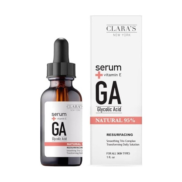 Claras New York Resurfacing Glycolic Acid Facial Serum, Glowing and Radiant Skin, For All Skin Types, 30ml