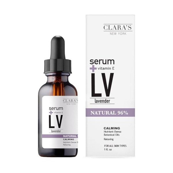 Claras New York Calming Lavender Facial Serum Cleanses and Soothes, For All Skin Types 30ml