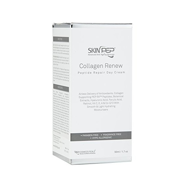 SkinPep Collagen Renew – Crème de jour réparatrice aux peptides – Hydratant pour la peau + rétinol + Sérum Acide hyaluronique