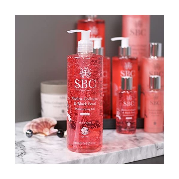 SBC Skincare - Gel hydratant pour visage et corps au collagène marin et perle noire - 500ml - Aide à réduire les signes de vi