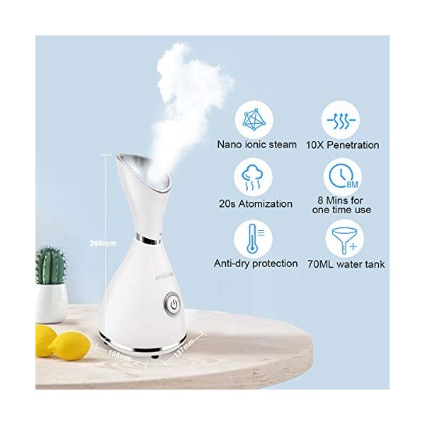 Vapeur Visage Vaporisateur, Face Steamer Facial Visage Sauna Spa Nano Ionic Appareil à Vapeur Pour Le Visage Visage Nettoyant