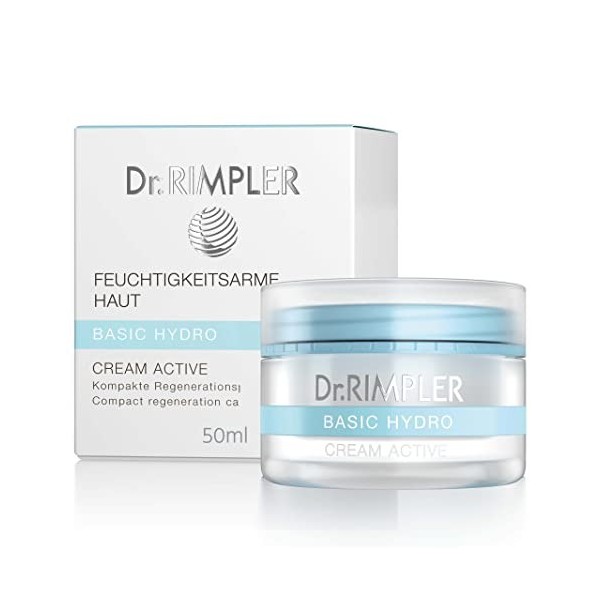 Dr. Rimpler Crème riche pour le visage "Basic Hydro Cream Active" I pour les peaux sèches I Soin 24 heures I Crème de jour 50