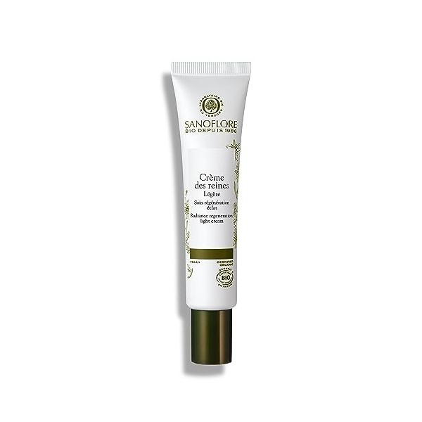 Sanoflore Crème des reines légère visage, Crème Anti-âge hydratante régénération éclat, Peau normale, Certifié Bio, 40 ml Crè...