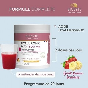 Hyaluronic Max - Complément Alimentaire Anti-Âge Repulpant - Poudre à Diluer A base dAcide Hyaluronique - 500 mg - Programme