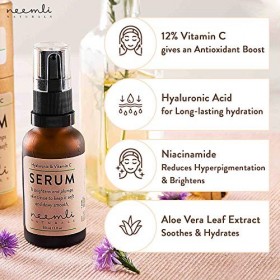 Neemli Naturals Hyaluronic & Vitamin C Serum, Light and Non-Greasy Age-Defying Serum, Brighten Skin Tone, Water Gel Daily Fac