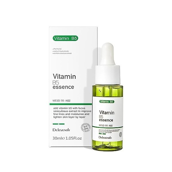 DEleventh Korean Brand Vitamin B5 Anti-Wrinkle Repair Face Serum 30ml / Fucus Vesiculosus Extract to Reduce Fine Lines, Moist