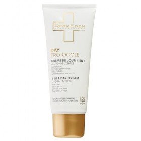 DermEden - Crème de jour 50 ml peaux mixtes à grasses SPF 50-4 actions en 1 - Protection intégrale contre les méfaits de la l