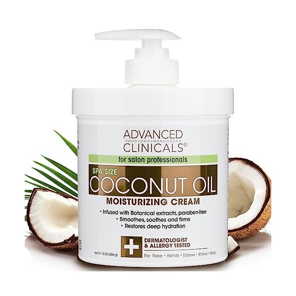 Advanced Clinicals Coconut Moisturizing Cream 16oz by Advanced Clinicals