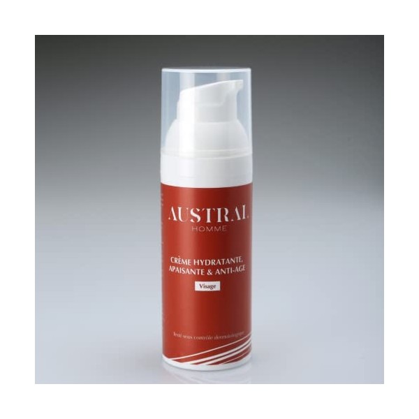 AUSTRAL Homme - Crème Hydratante, Apaisante & Anti-âge - Soin Visage Complet Anti-âge Bio pour Homme - Réduction des Rides - 