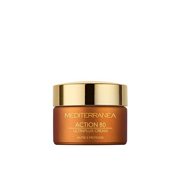 Mediterranea - Crème Visage de Jour et de Nuit Hydratante Ultraplus Action 80 - Crème Anti-Rides Nourrissante et Protectrice 