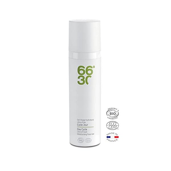 66°30 - Crème Visage Bio - Crème De Jour - Texture Gel, Ultra-Hydratant et Matifiant - Ultra-Frais - 75ml