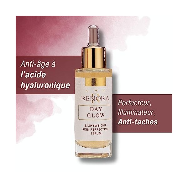 RENORA - Sérum cristallin ultra-léger Day Glow I Sérum Perfecteur de Peau I Hydratant et Protecteur I Peau Fraîche I Acide Hy