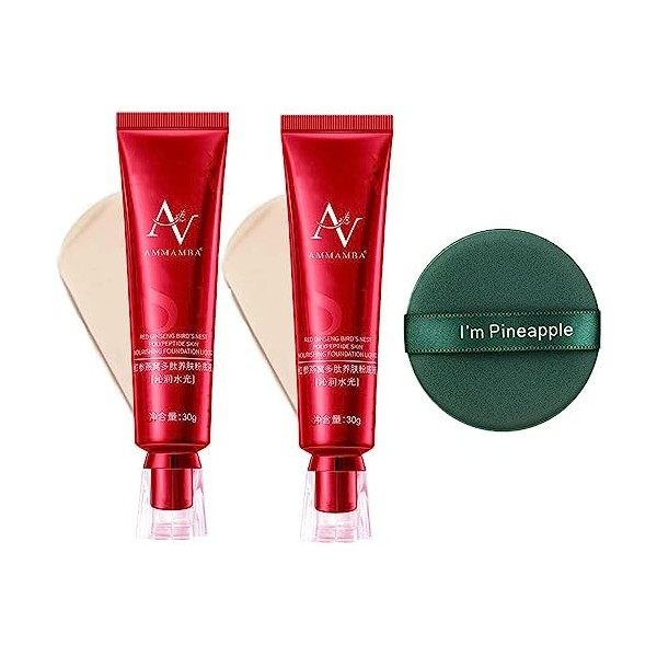 NEW FV Waterproof Foundation, 30g Red Ginseng Birds Nest Concealer Liquid Foundation, Waterproof Full Cover Oil Control Face