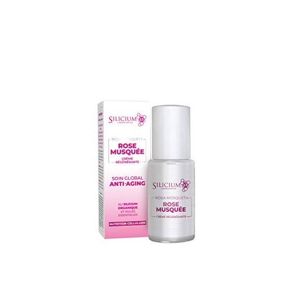 Rose musquée. Crème anti-âge. Hydratation et éclat pour la peau. Composé à base de silicium et dhuile de rose Mosqueta du Ch