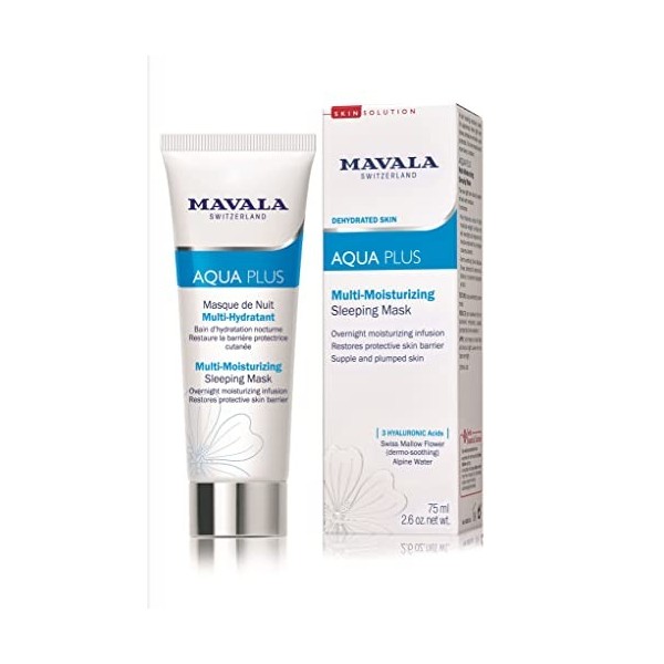 Mavala - Masque de Nuit Multi-Hydratant Aqua Plus - Bain dHydratation Nocturne Efficace - Formule à Base de Mauve et Acide H