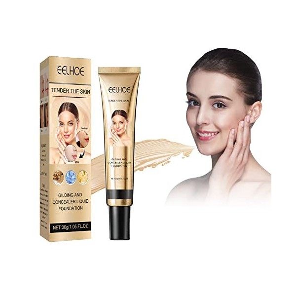 Tender Foundation,Fond de teint anti-cernes ,Full Coverage Foundation,Imperméable et Ddurable, Nouvelle Formule,Long Lasting 