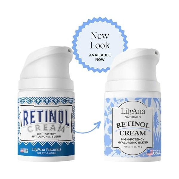 Retinol Cream Moisturizer for Face and Eyes, Use Day and Night - for Anti Aging, Acne, Wrinkles - made with Natural and Organ