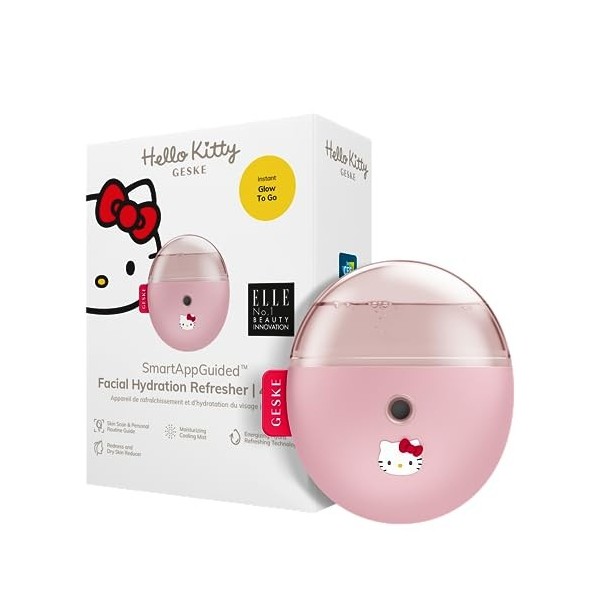 GESKE x Hello Kitty | SmartAppGuided™ Facial Hydration Refresher | 4 in 1 | Atomiseur deau | Vaporisateur facial | Brumisate